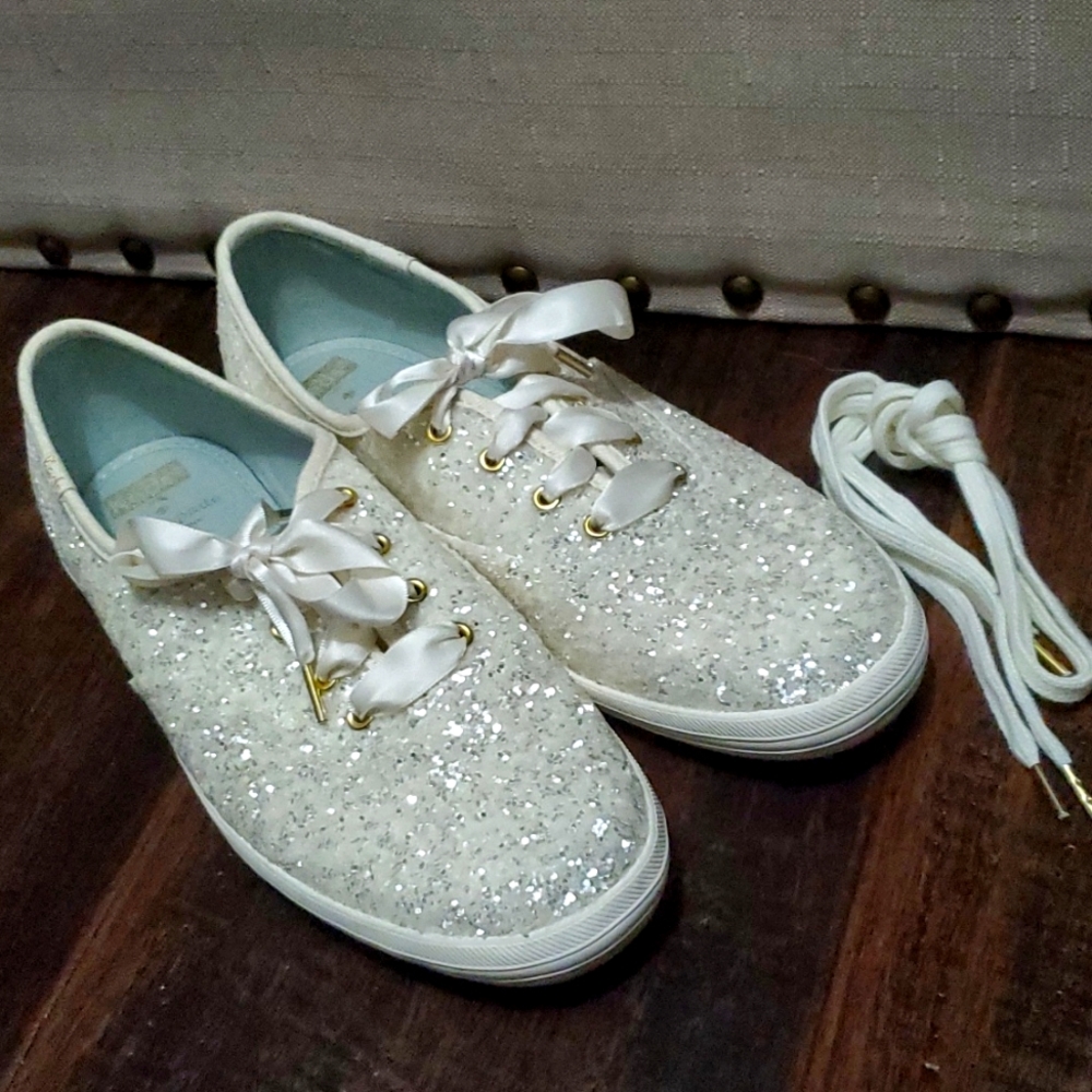 NWOT Kate Spade cream glitter Keds